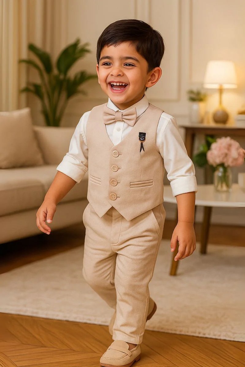 Peach Party Wear Set for Boys